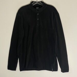Motion Pullover Mens Medium Black Fleece Snap Mock Neck Raglan Stretch Pockets